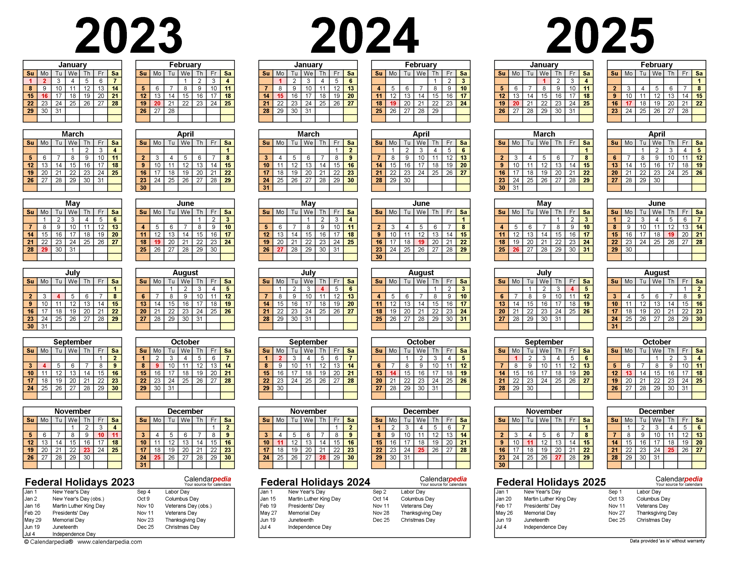 2023-2025 Three Year Calendar - Free Printable Pdf Templates intended for 3 Year Calendar Printable