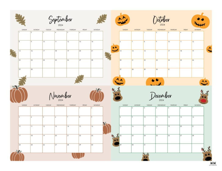 4 Month Calendar Printable Free