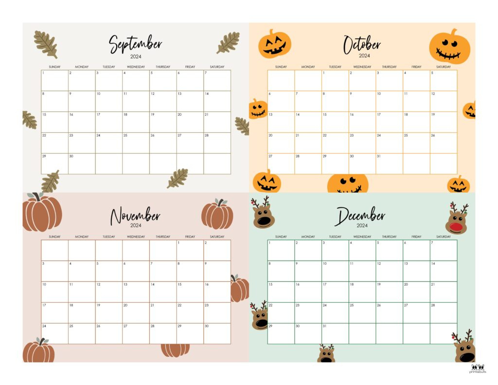 2024 Four Month Calendars - 18 Free Printables | Printabulls in 4 Month Calendar Printable Free