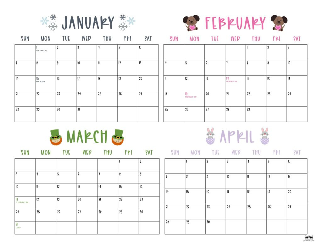 2024 Four Month Calendars - 18 Free Printables | Printabulls with regard to 4 Month Calendar Printable Free