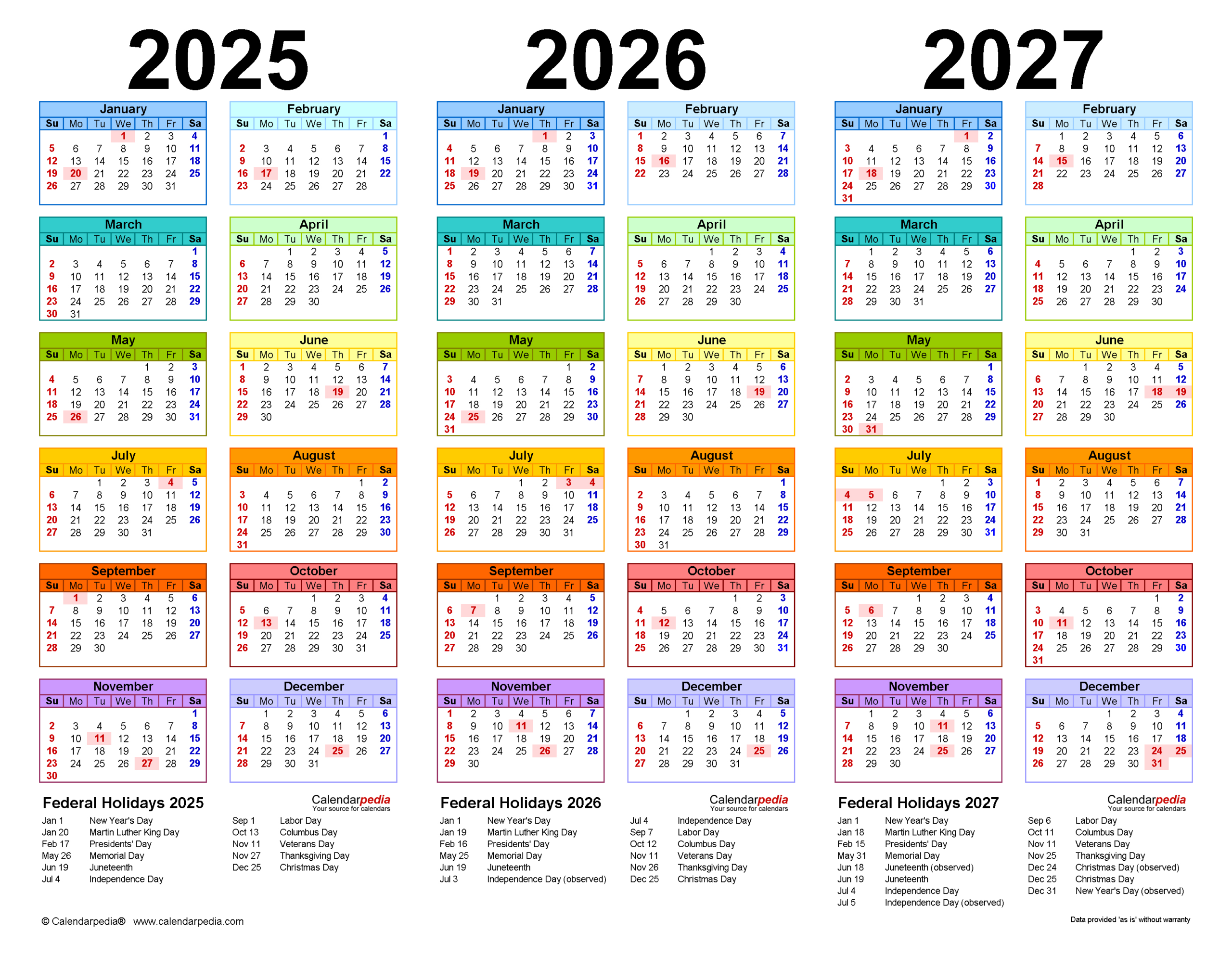 2025-2027 Three Year Calendar - Free Printable Pdf Templates intended for 3 Year Calendar 2025 To 2027 Printable