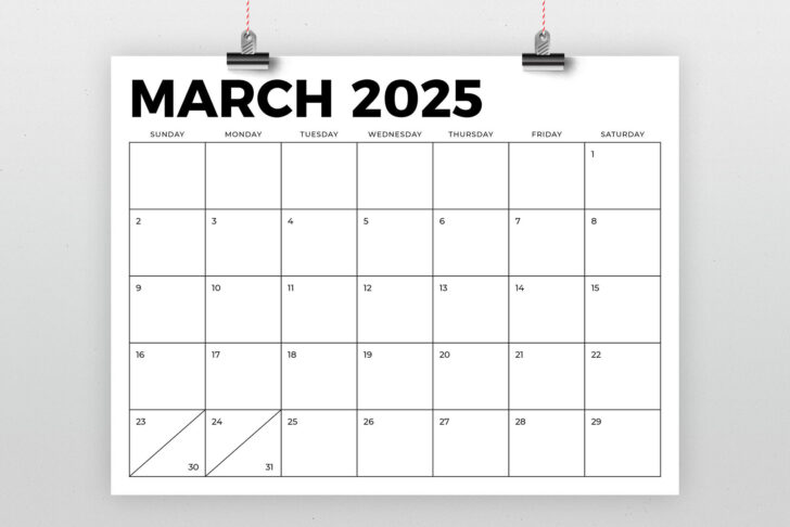 8.5” X 11 Calendar 2025 Printable