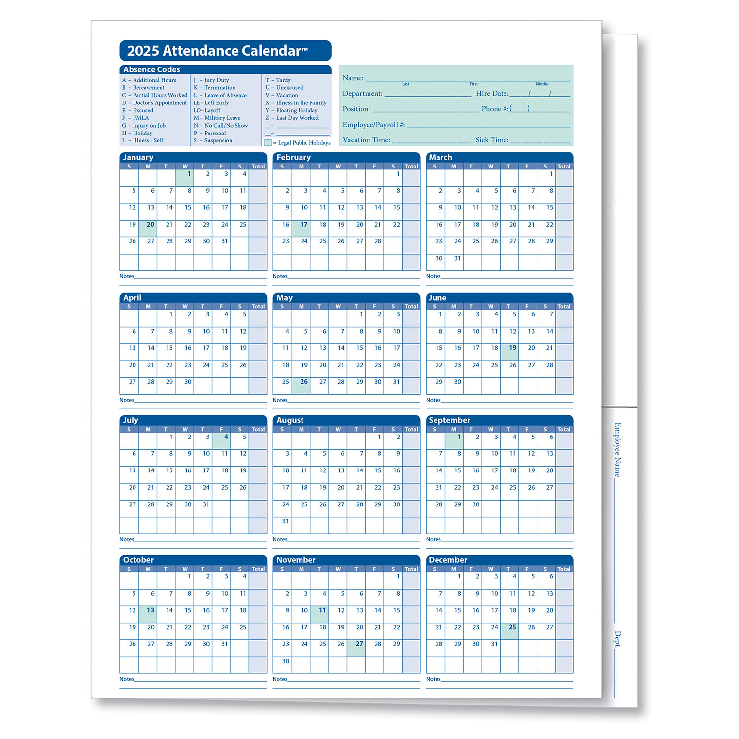 2025 Attendance Calendar Folder | Hrdirect with 2025 Printable Attendance Calendar