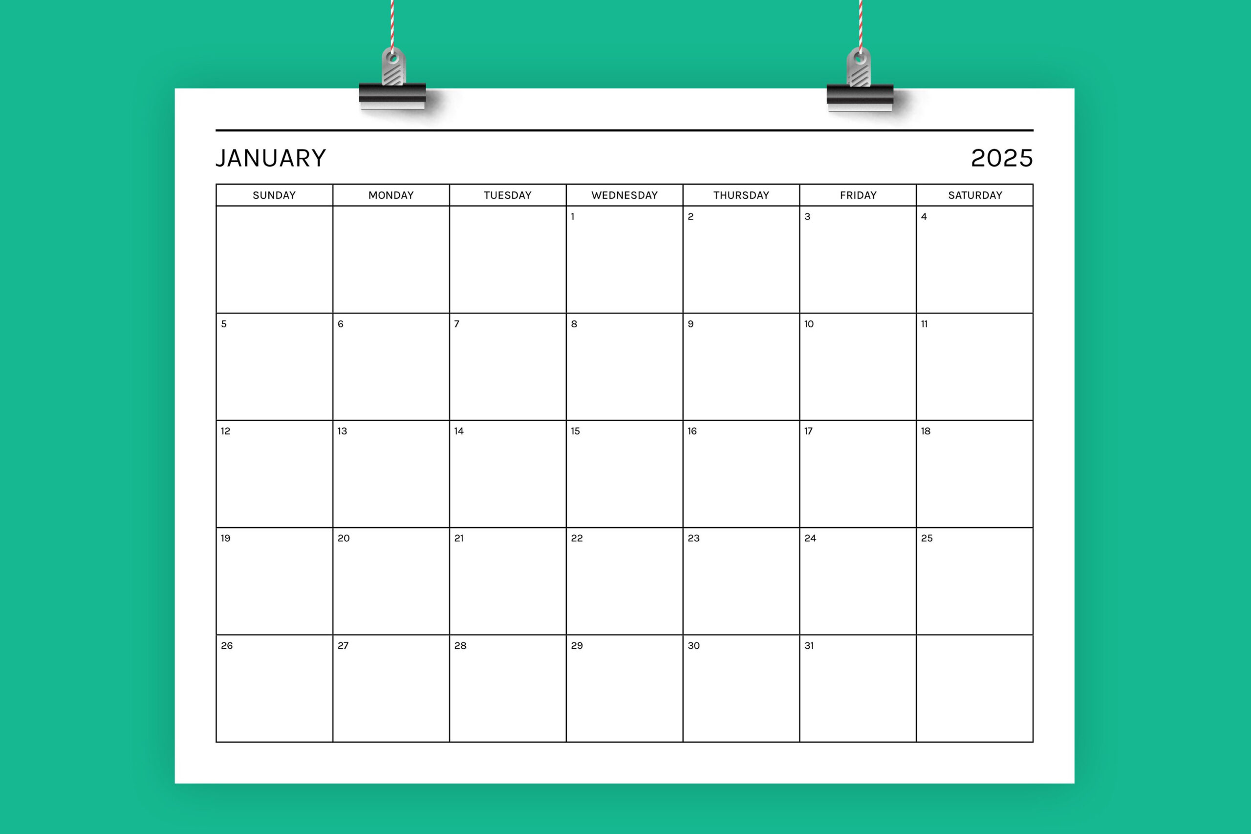 2025 Basic Modern 8.5 X 11 Inch Calendar Template in 8.5&amp;amp;#039;&amp;amp;#039; X 11 Calendar 2025 Printable