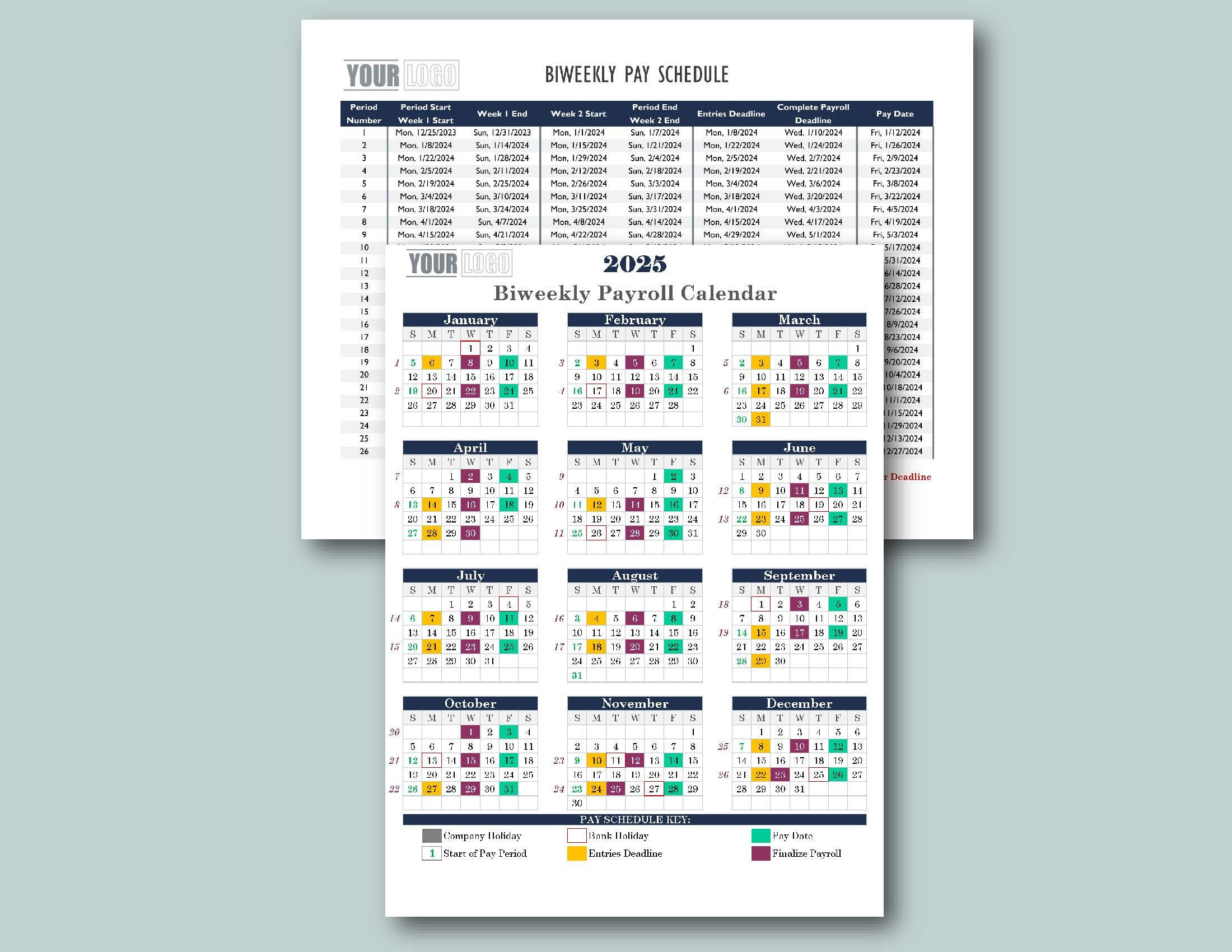 2025 Bi-Weekly Payroll Calendar &amp;amp; Schedule Template-Excel Download in Federal Pay Period Calendar For 2025 Printable