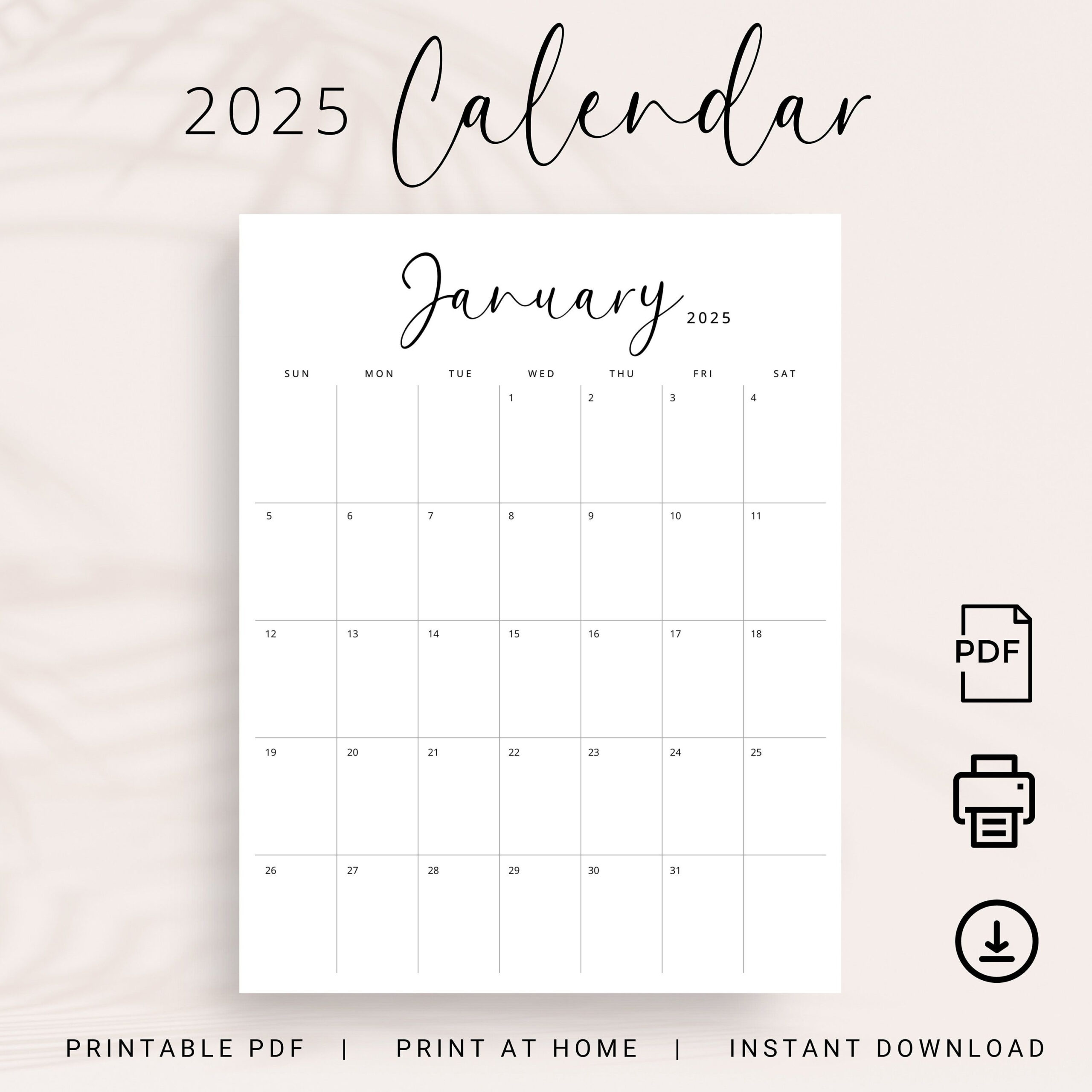 2025 Calendar 2025 Monthly Planner Printable 2025 Vertical Monthly with Monthly Planner Calendar 2025 Printable