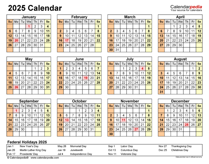 2025 Calendar 8.5 X 11 Printable Free