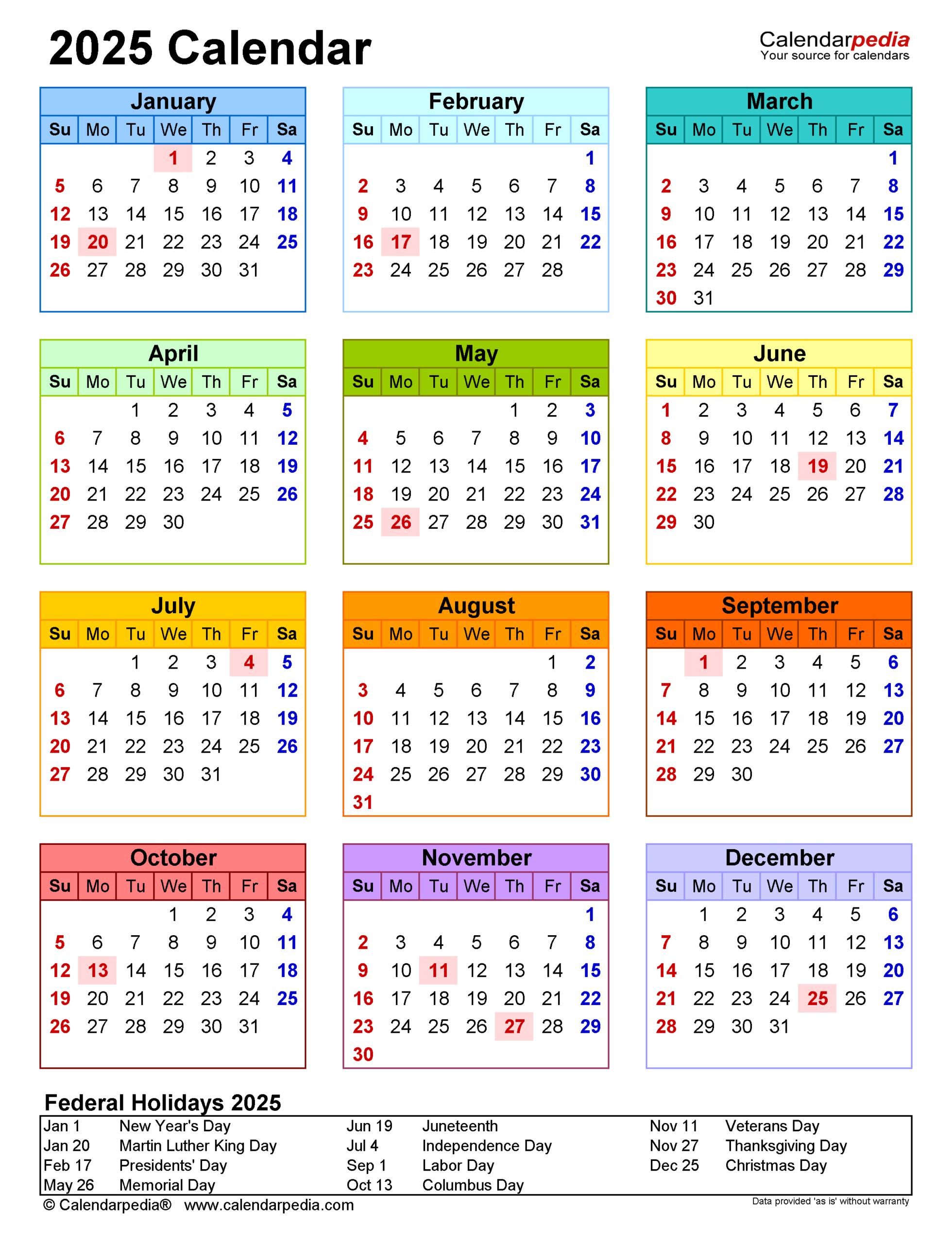 2025 Calendar - Free Printable Pdf Templates - Calendarpedia with regard to Pocket Calendar 2025 Printable