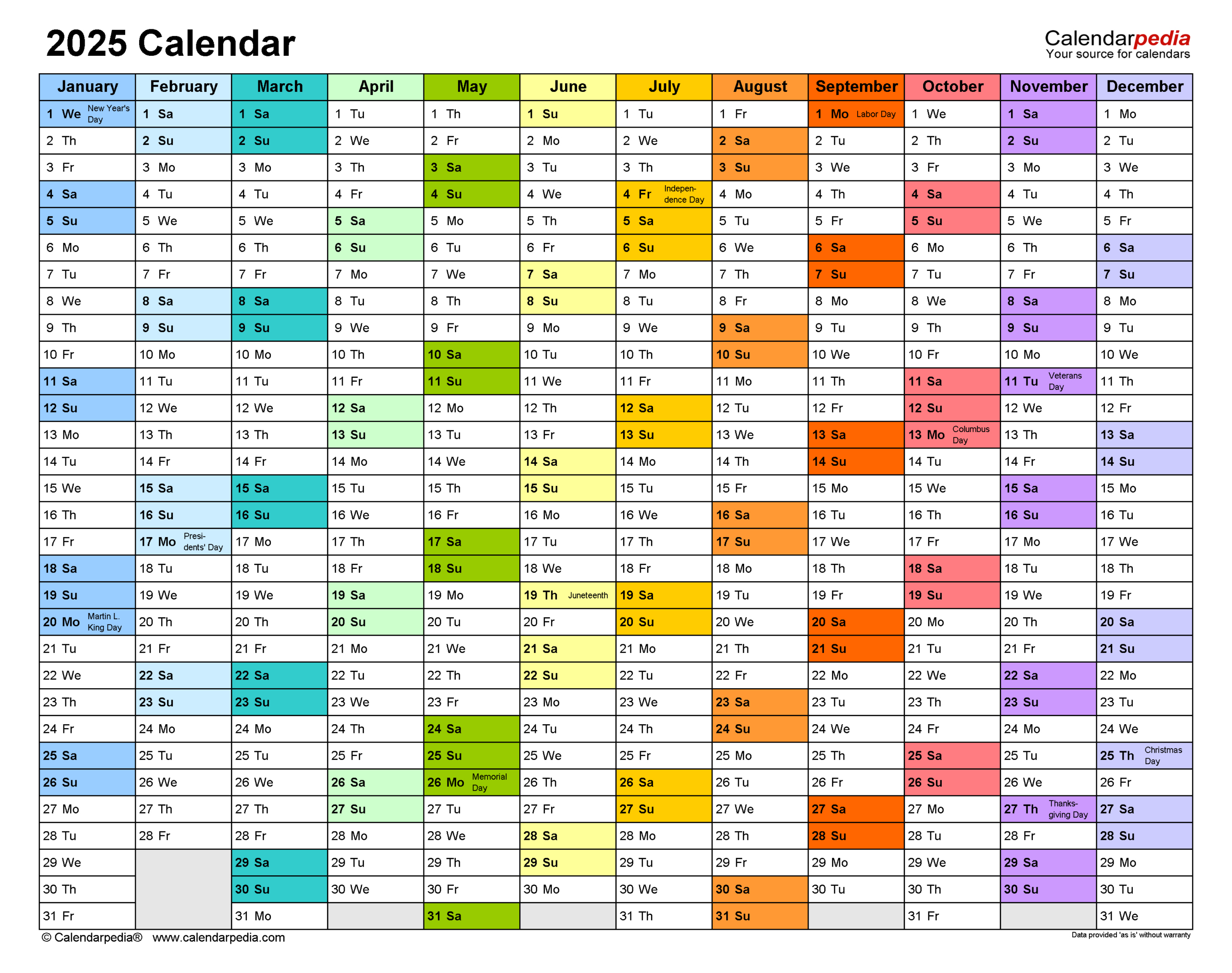 2025 Calendar - Free Printable Pdf Templates - Calendarpedia within 2025 Calendar Planner Free Printable