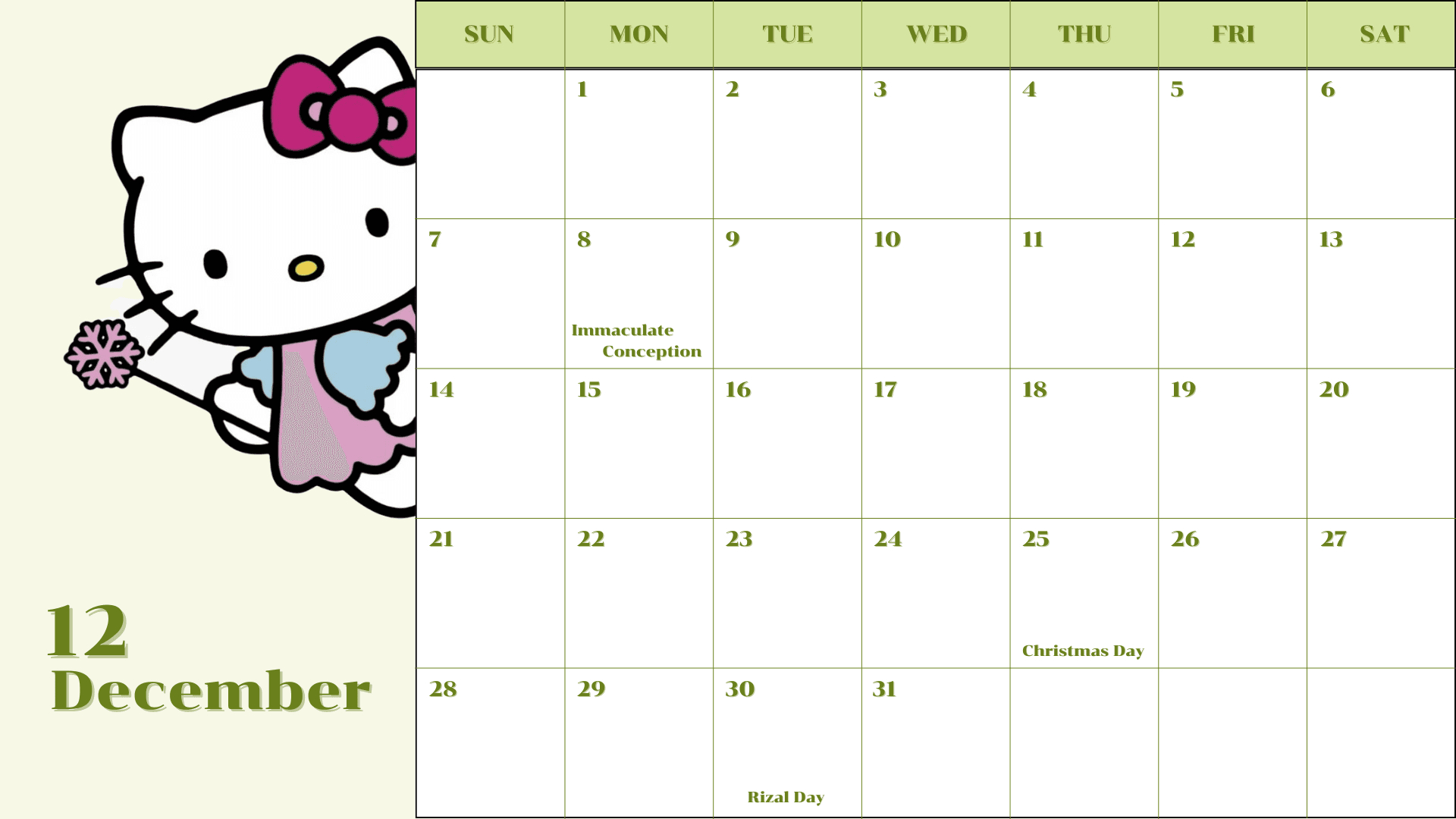 2025 - Calendar - Hello Kitty - Template -Kjc.creativedesigns with Free Printable Monthly Calendar 2025 Hello Kitty