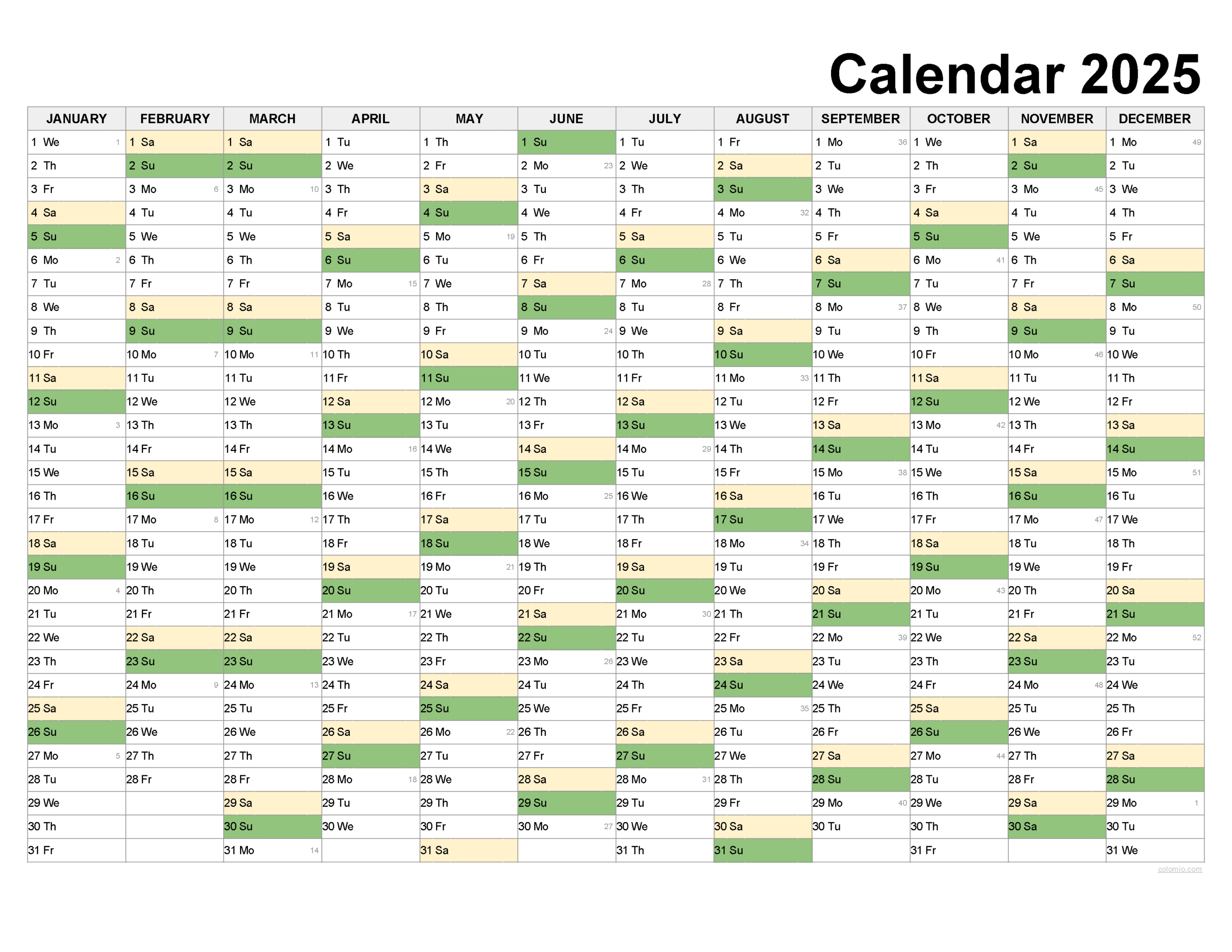 2025 Calendar Printable, ✓ Pdf, Excel And Image File - Free pertaining to 11x17 Blank Printable Calendar 2025