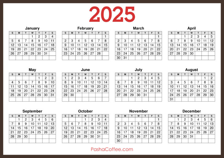 8 X 11 Printable Calendar 2025