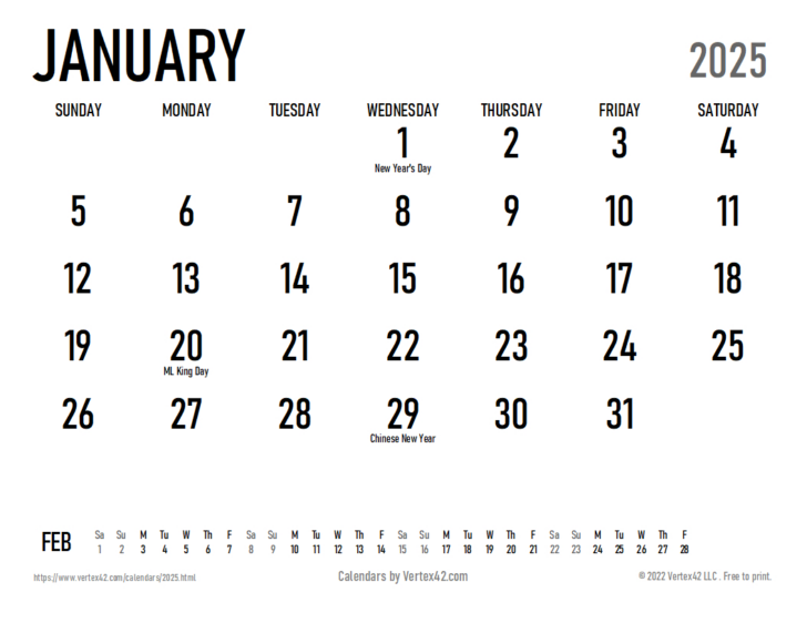 Free Printable 30 Day Calendar 2025