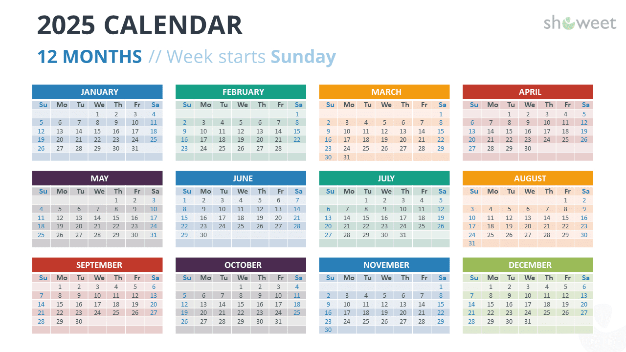 2025 Calendar Templates For Powerpoint &amp;amp; Google Slides regarding Free Printable Google Calendar 2025