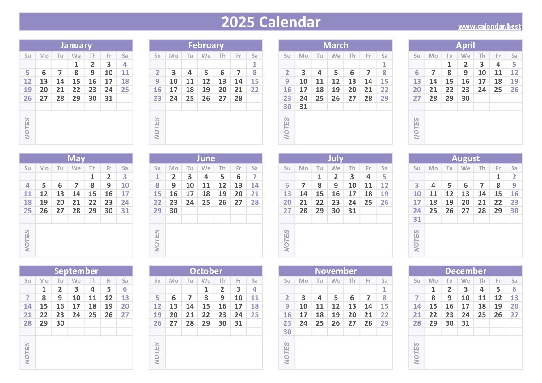 2025 Calendar With Week Numbers for 2025 Calendar With Notes Printable