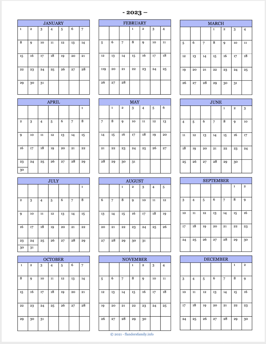 2025 Calendars for Blank Mini Calendar 2025 Printable