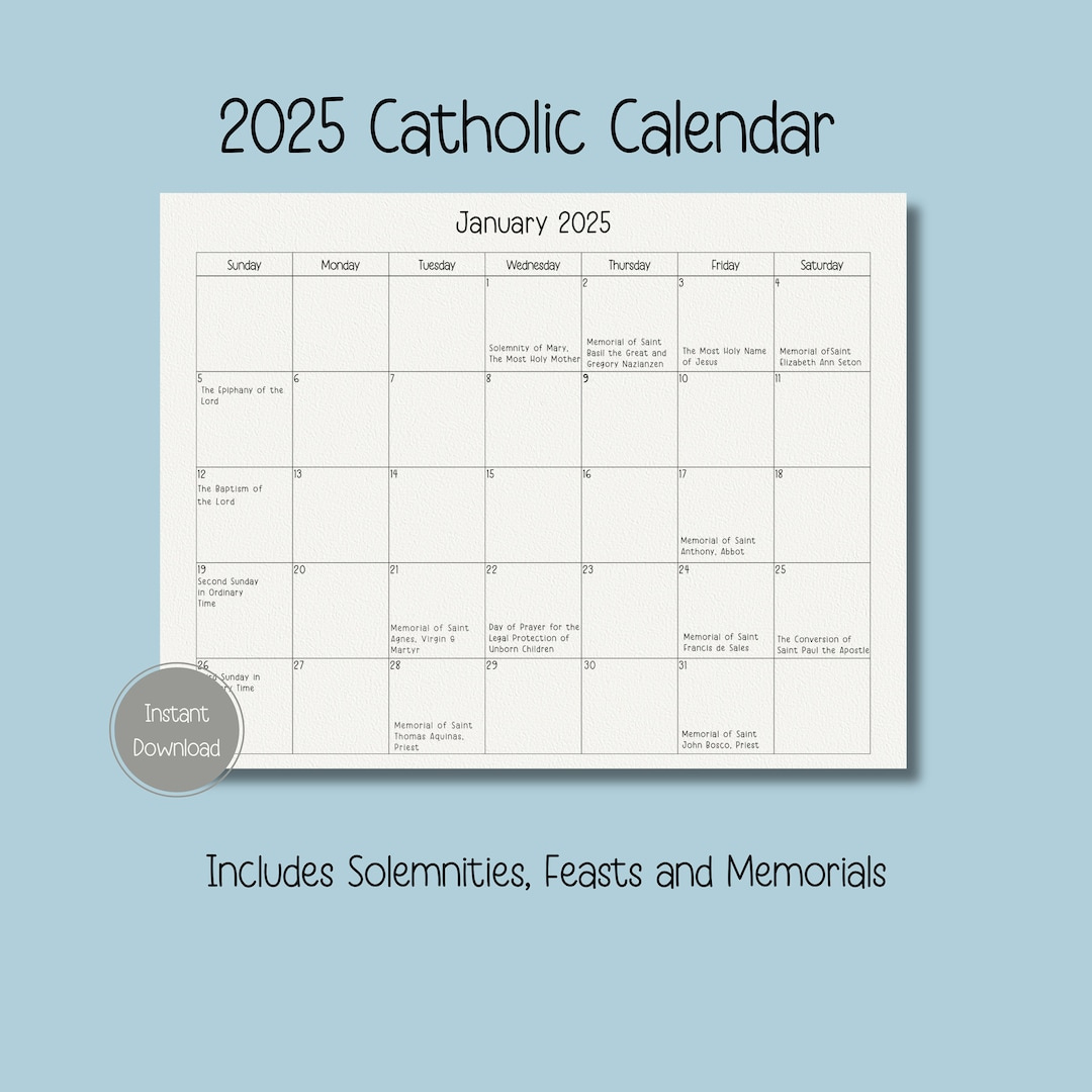 2025 Catholic Calendar, Printable Catholic Calendar, Feasts pertaining to Advent Calendar 2025 Catholic Printable