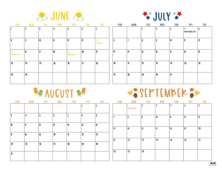 Printable 4 Month Calendar 2025