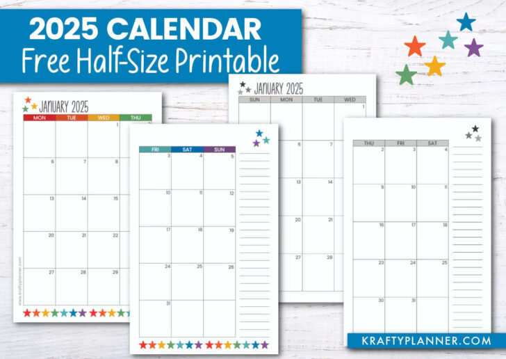 Monthly Planner Calendar 2025 Printable