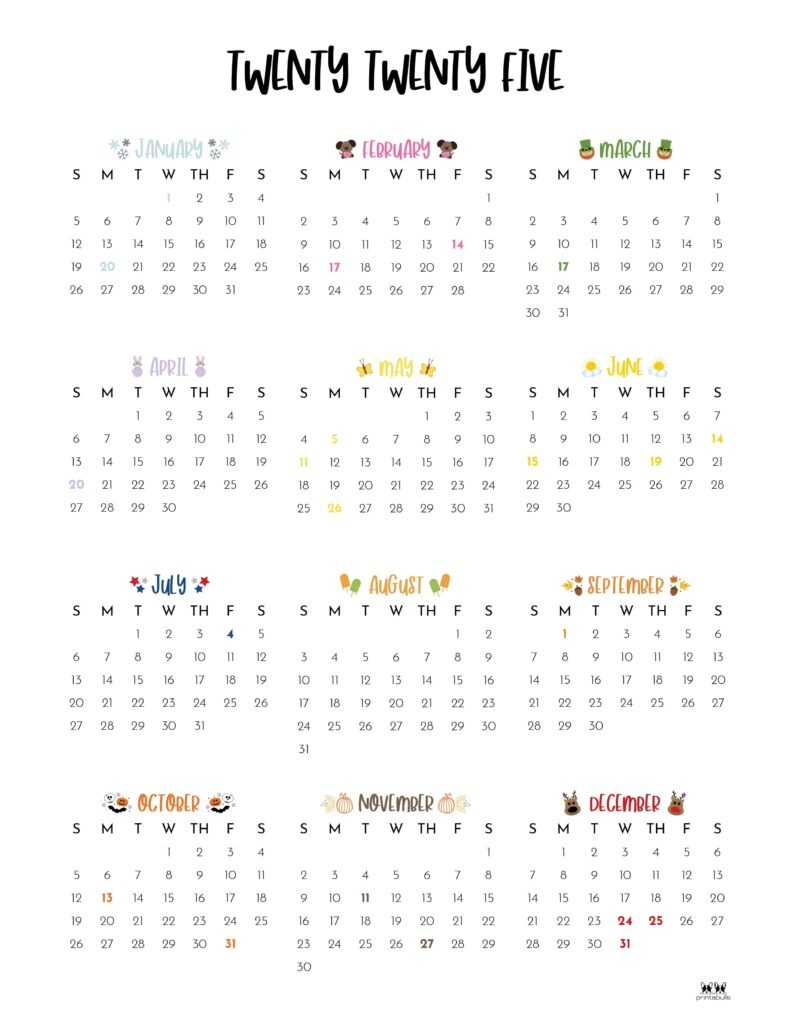 2025 Hourly/Daily Calendars - All 365 Days | Printabulls in Hour by Hour Calendar 2025 Printable