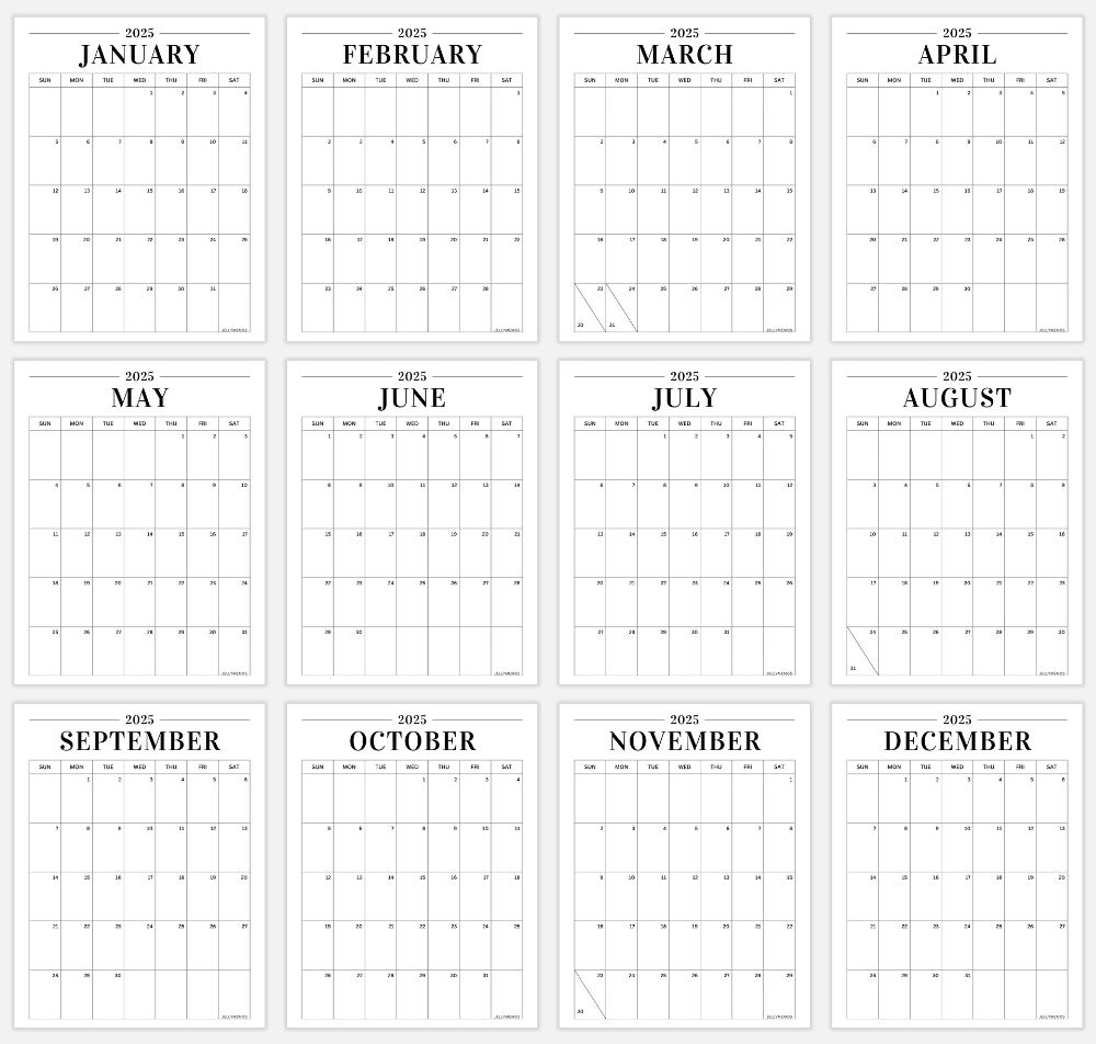 2025 Minimal Calendar Printable (Vertical &amp;amp; Horizontal!) - Jellymemos intended for Calendar 2025 16 Printable