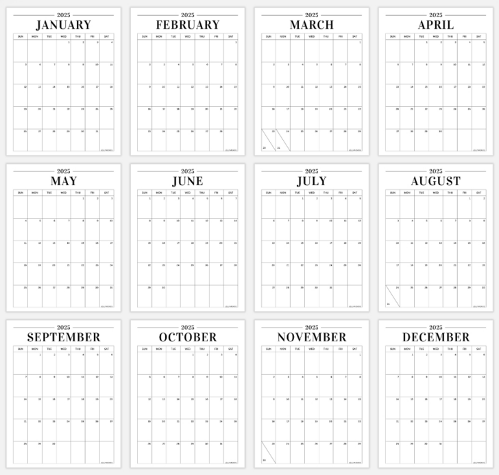 2025 Printable Vertical Calendar