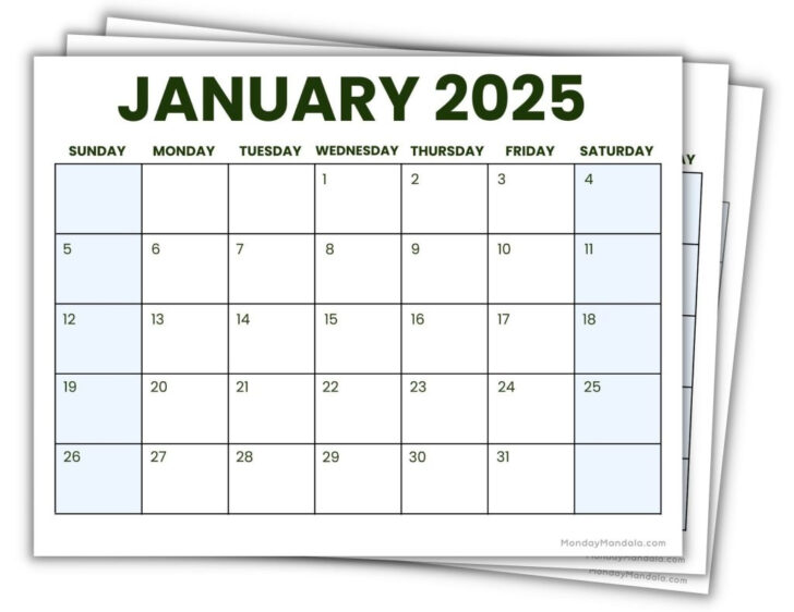 Free Printable Monthly Calendar 2025 Blank