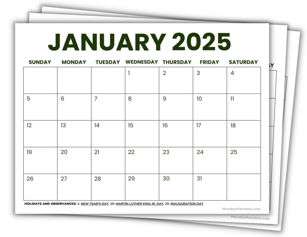 2025 Printable Calendars (56 Free Pdf Printables) in Printable Printable Free 2025 Calendar