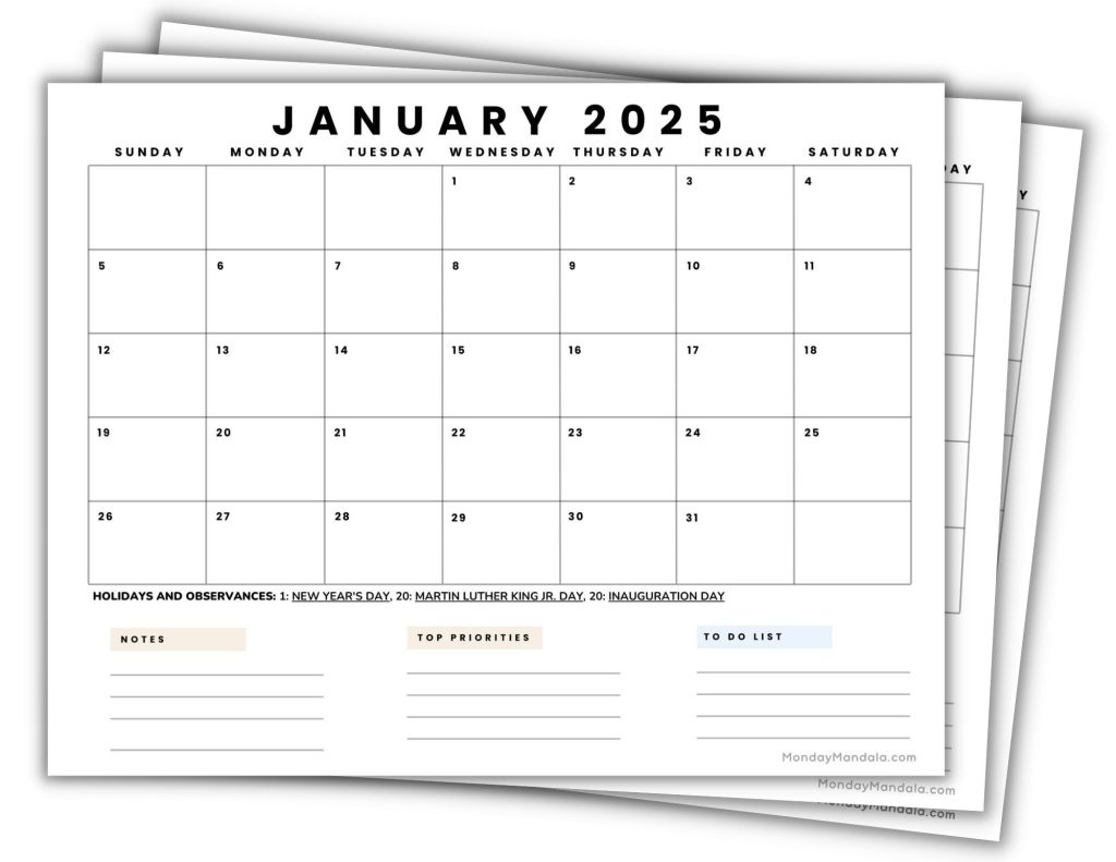 2025 Printable Calendars (56 Free Pdf Printables) within 2025 Calendar With Notes Printable