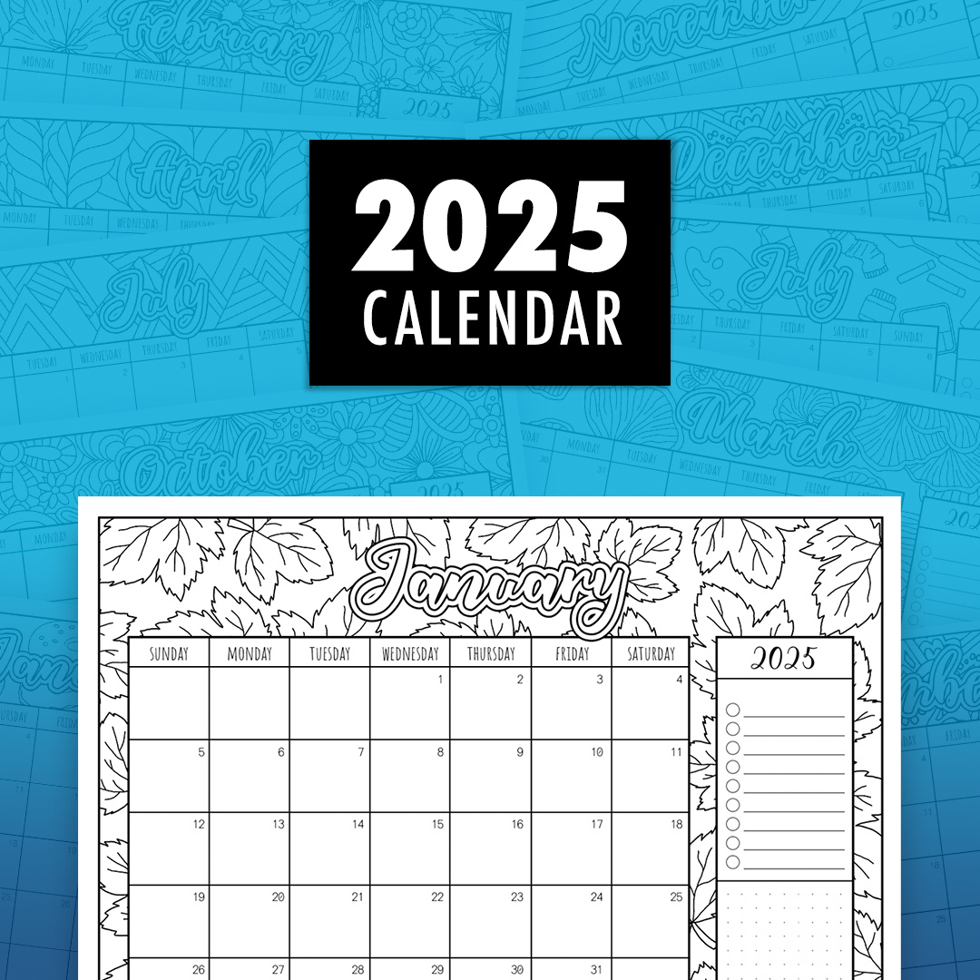 2025 Printable Colouring Calendar – Creative &amp;amp; Organised Fun for Free Printable Coloring Calendar 2025