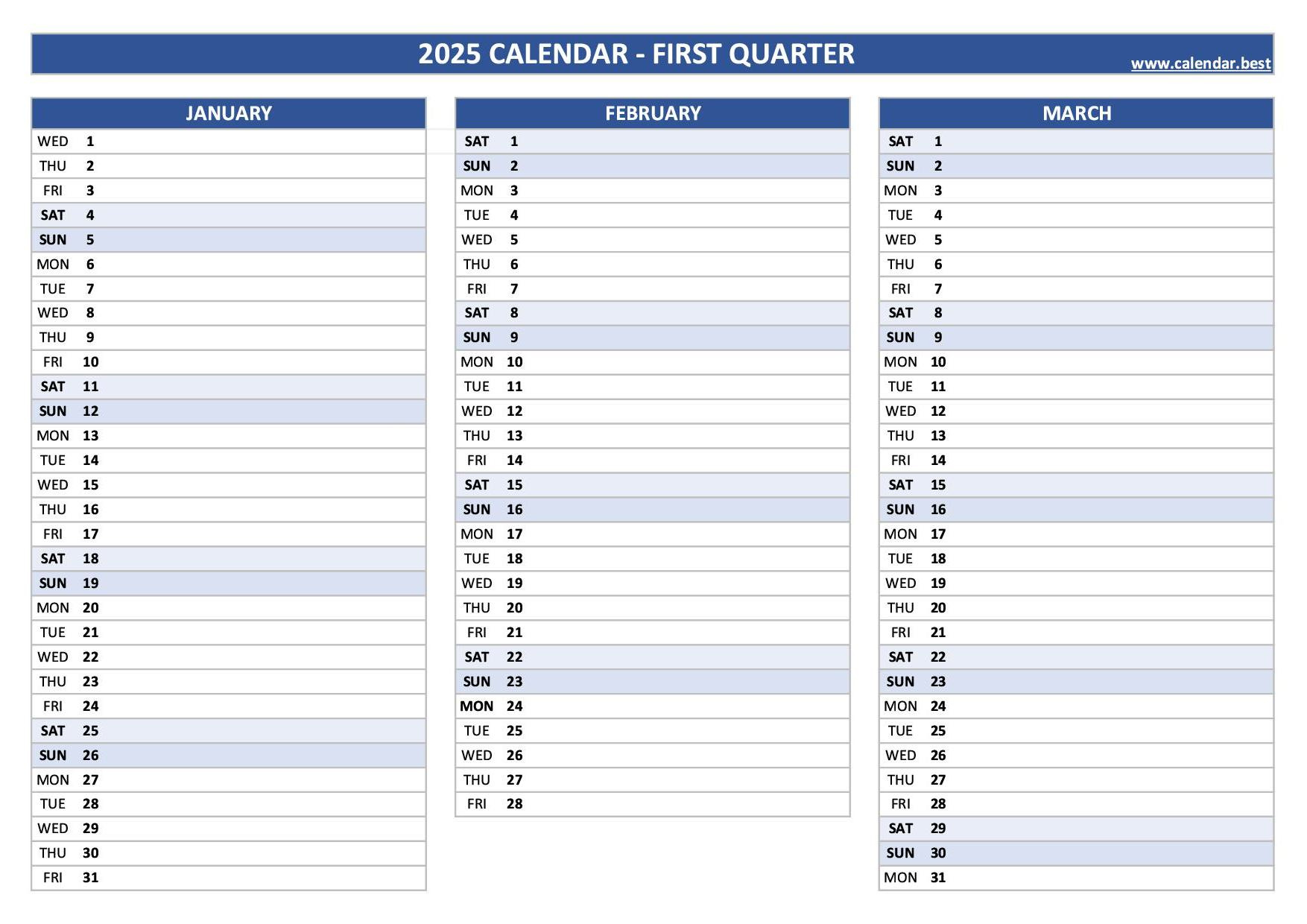 2025 Quarterly Calendar To Print within 2025 Quarterly Calendar Printable Free