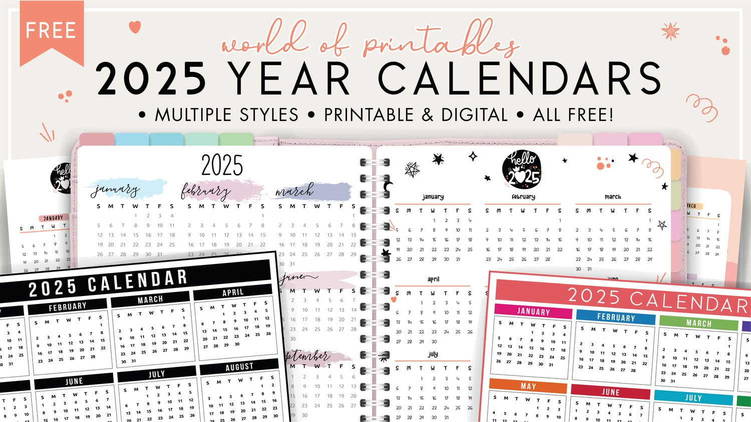 2025 Year Calendars - 70 Best Printables - World Of Printables for Free Printable Bill Calendar 2025