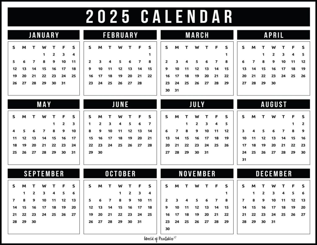 2025 Year Calendars - 70 Best Printables - World Of Printables in Free Printable Bill Calendar 2025