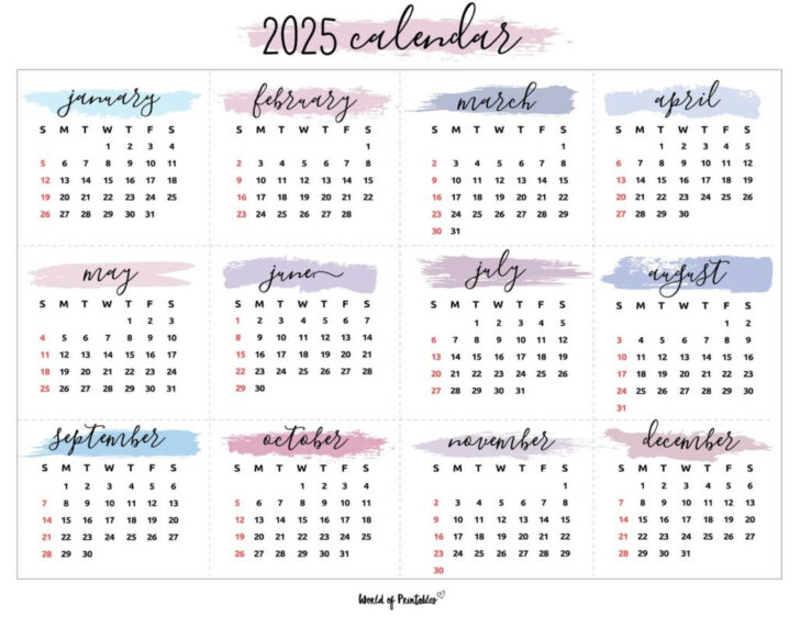 Yearly 2025 Printable Calendar