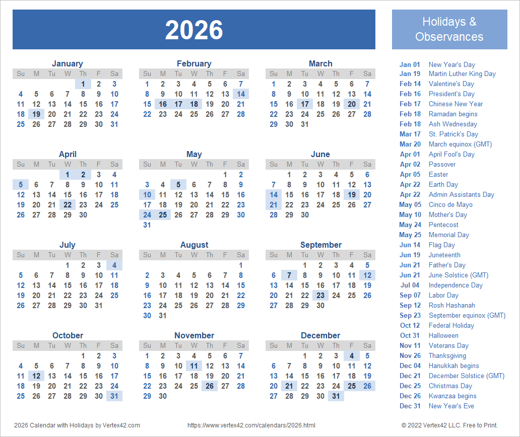 2026 Calendar Templates And Images in 2026 Calendar Year Printable