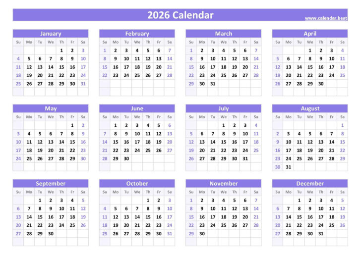 Blank Printable Calendar 2026