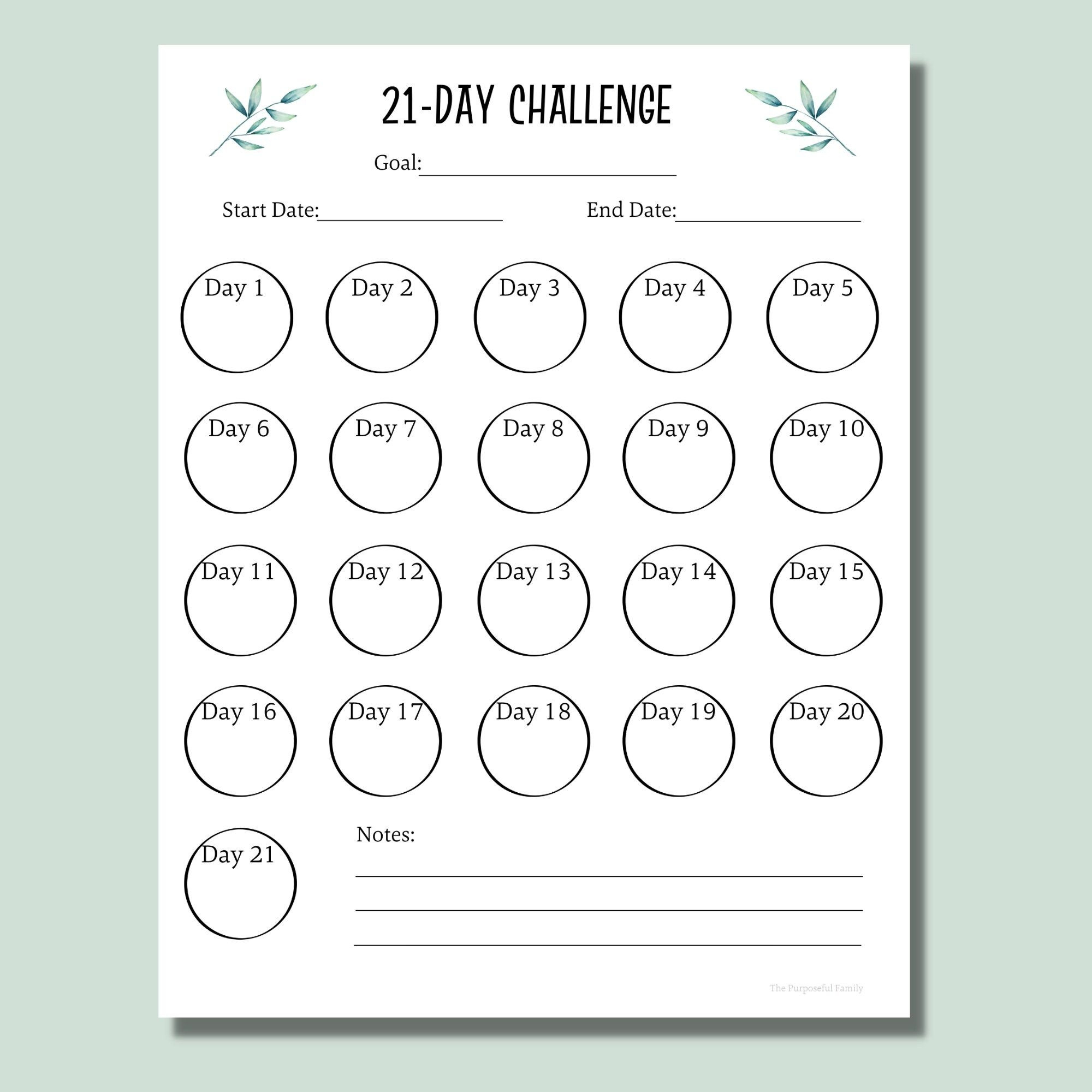 21-Day Challenge Tracker Printable | Habit Tracker Pdf | Goal within 21 Day Calendar Printable