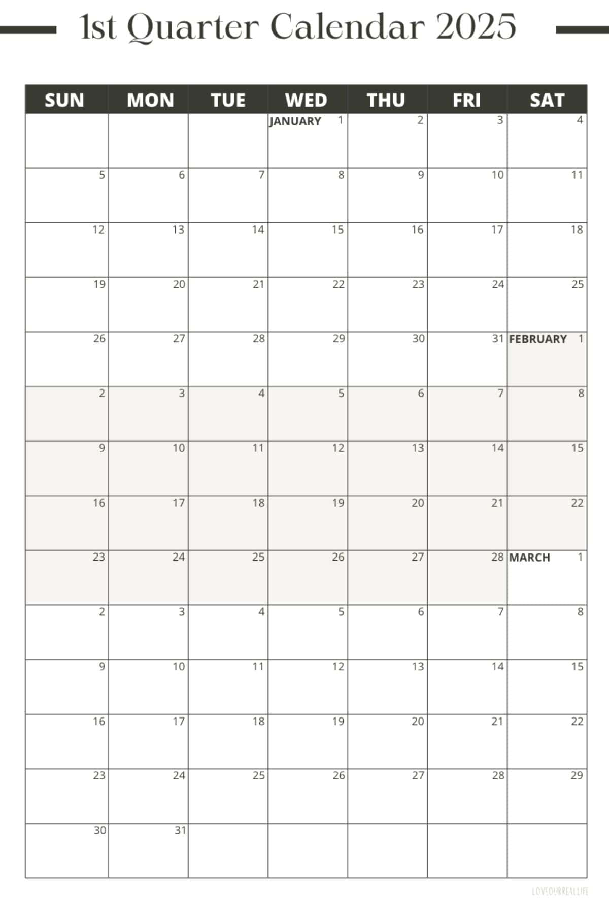 3 Month Calendar Printables: 2025 And 2026! ⋆ Love Our Real Life pertaining to 3 Month Calendar Printable 2026