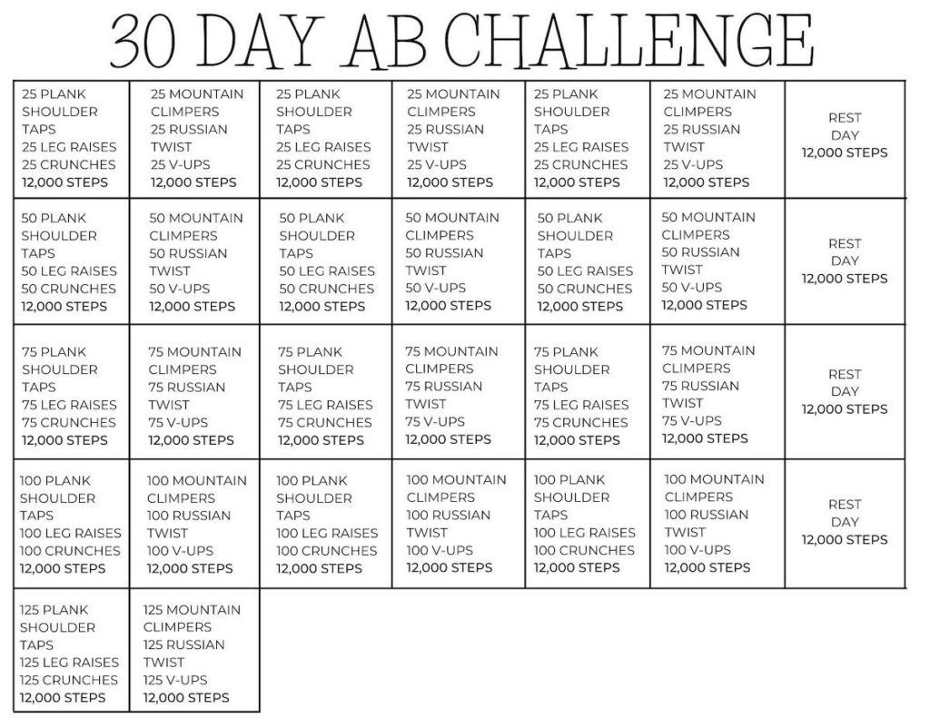 30 Day Ab Challenge (Free Printable Calendar) - Originalmom throughout 30 Day Ab Challenge Printable Calendar