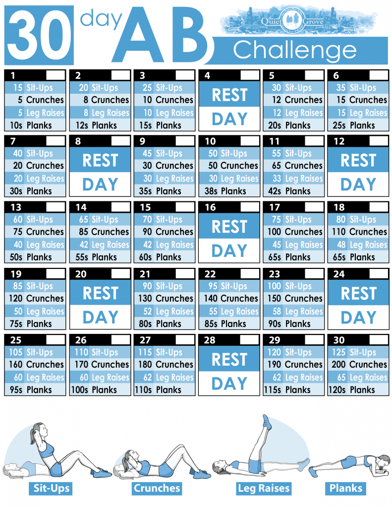 30-Day Ab Challenge (With Free Printable) ⋆ The Quiet Grove pertaining to 30 Day Ab Challenge Printable Calendar