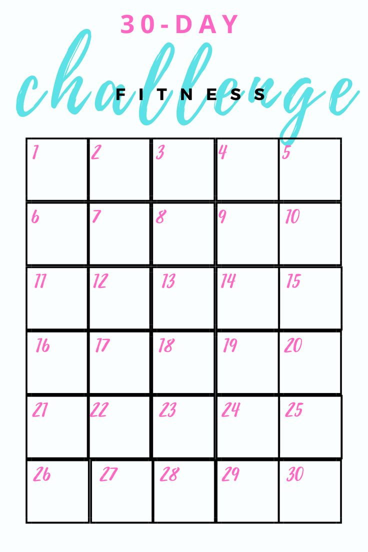 30-Day Fitness Challenge Printable Schedule within 30 Day Calendar Printable Free