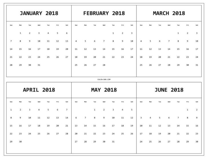 6 Month Printable Calendar