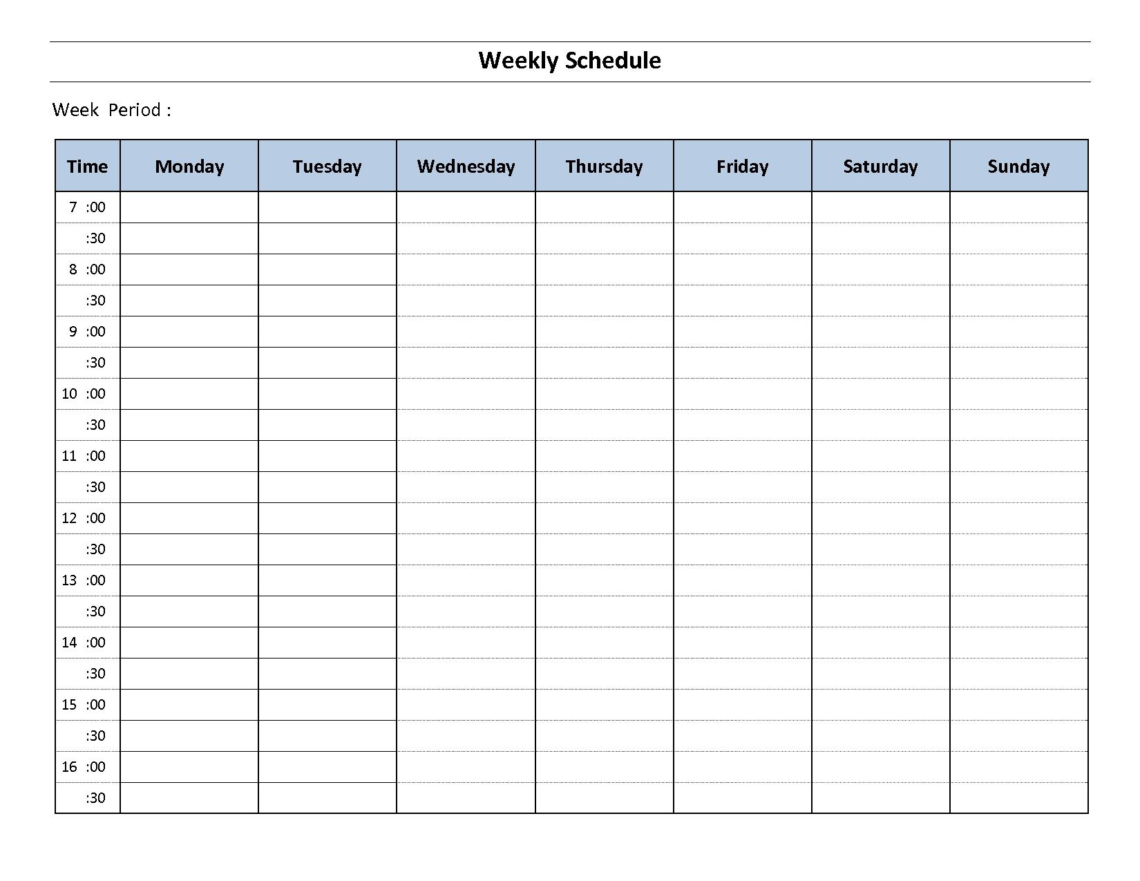 7 Day Weekly Planner Template Printable | Calendar Template Printable for 7 Day Printable Free Weekly Calendar Printable