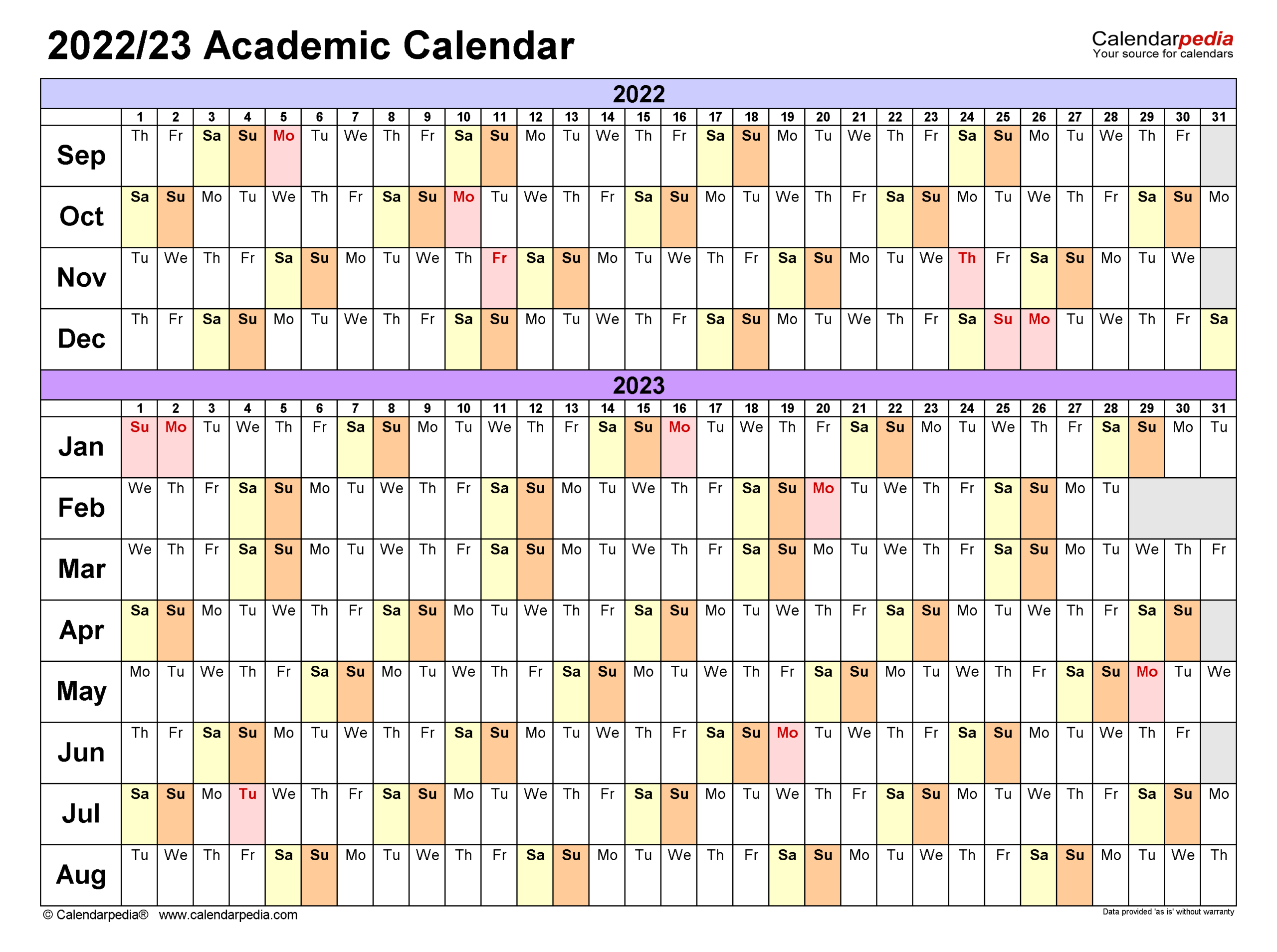 Academic Calendars 2022/2023 - Free Printable Word Templates throughout Mizzou Spring 2026 Calendar Printable