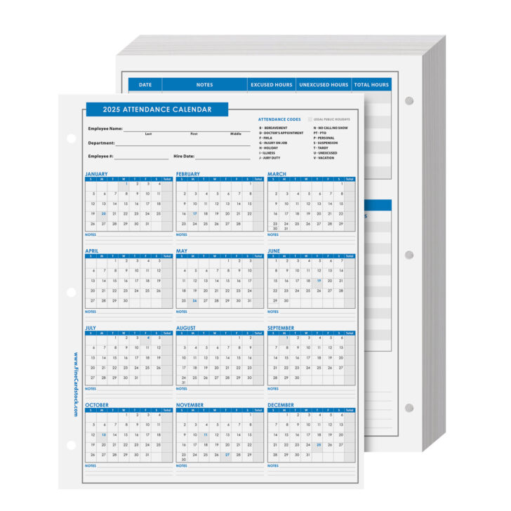 2025 Printable Attendance Calendar