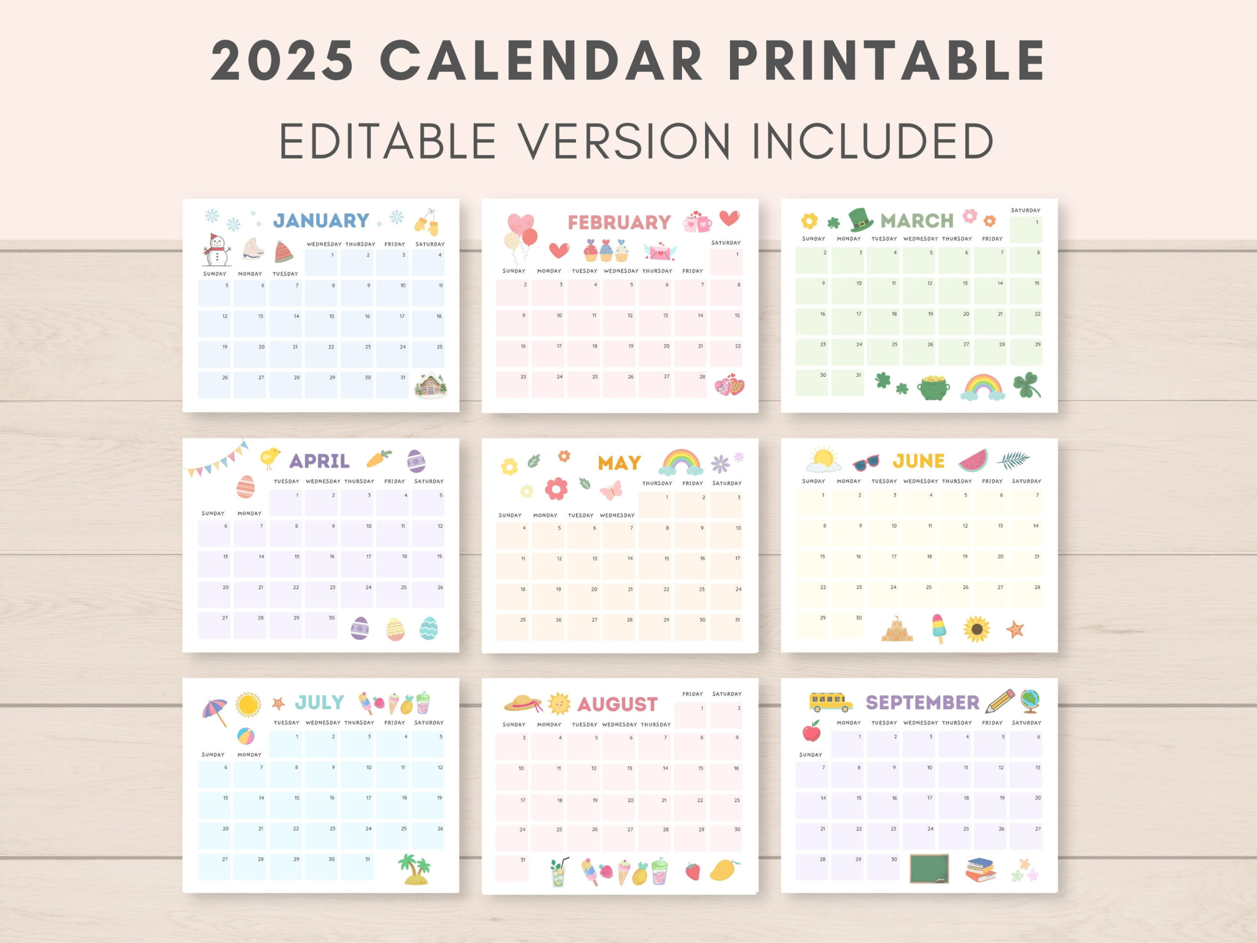 Calendar 2025, Printable Calendar, 2025 Calendar, Monthly Calendar intended for 90 Day Calendar 2025 Printable