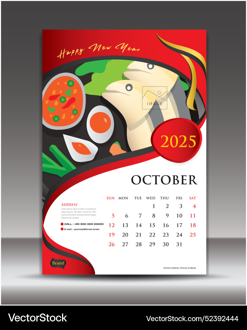 Calendar 2025 Template Food Concept Royalty Free Vector with Printable Weekly Menu Calendar 2025