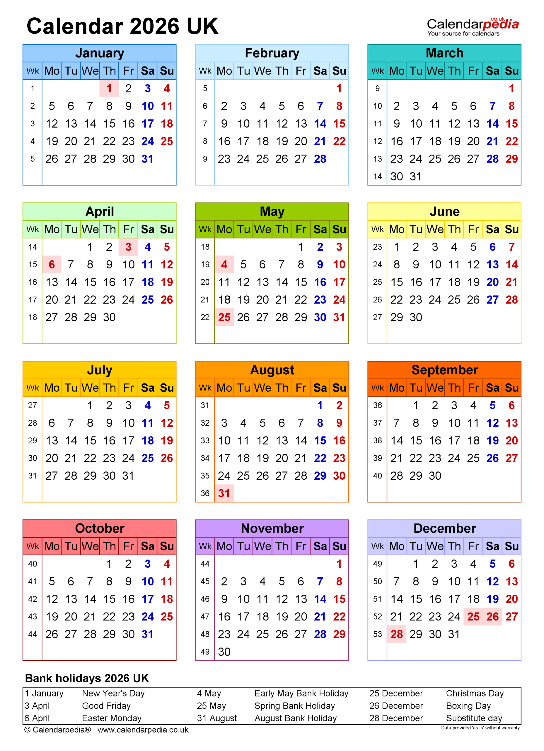 Calendar 2026 (Uk) - Free Printable Pdf Templates regarding 2026 Calendar Printable Free