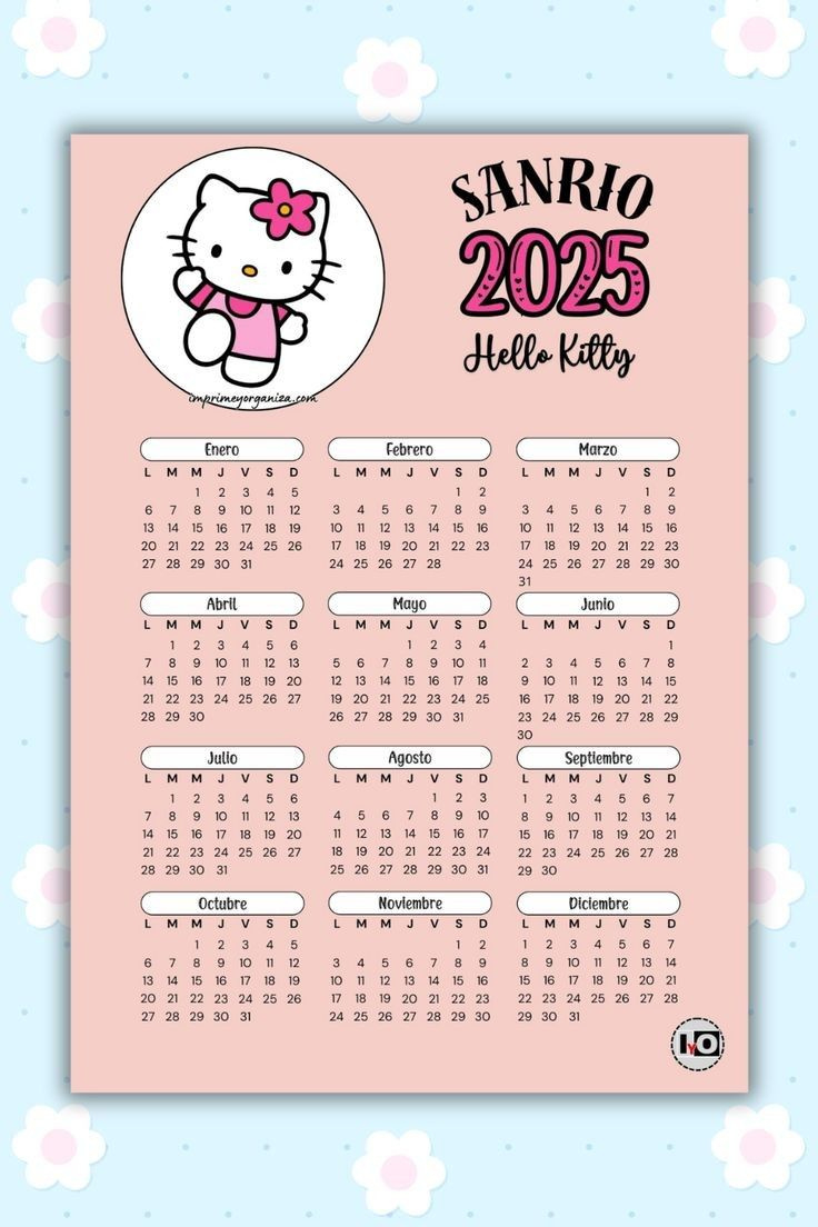 Calendario 2025 Hello Kitty in Free Printable Monthly Calendar 2025 Hello Kitty