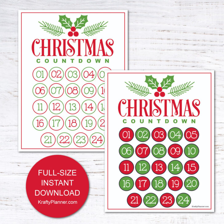 Advent Calendar 2025 Printable Tags